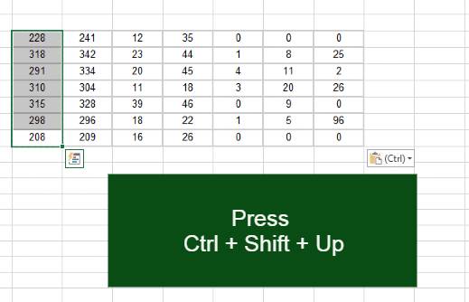 How to select data with shift select