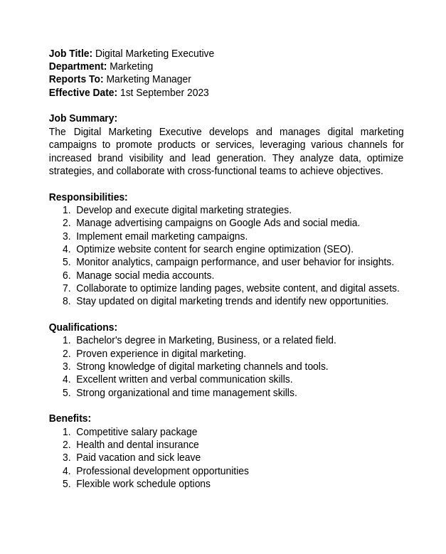 Job Description Example_Digital Marketing Executive